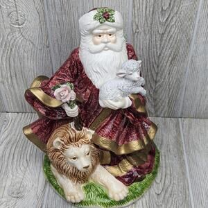 Vintage 1995 Cosmos Santa‎ Figurine Lion Lamb Musical Christmas Decor Statue